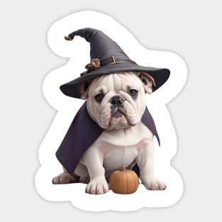 Cute Bulldog Witch Sticker